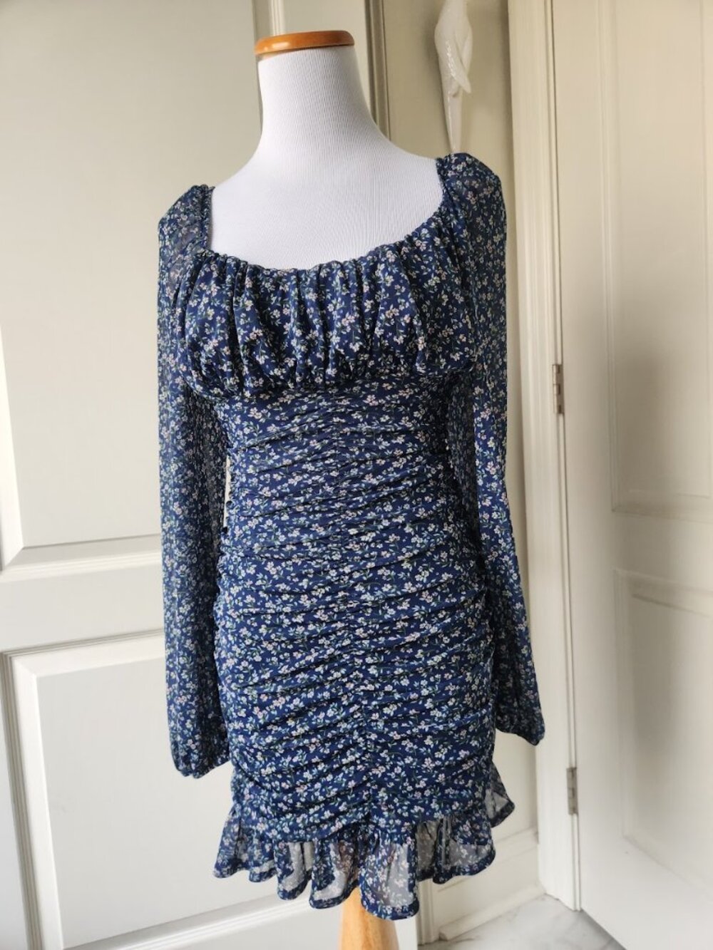 Milkmaid Mini Dress Floral Garden Party Cottagecore S
